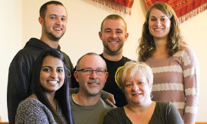 The Murray family front, from left: Meghana, John, Krista; back, from left: Joel, John, Denay. Photo by Jon Friesen. 