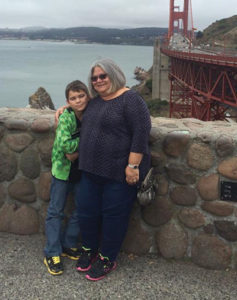 Iris with her grandson Gavin in San Francisco last year. 
